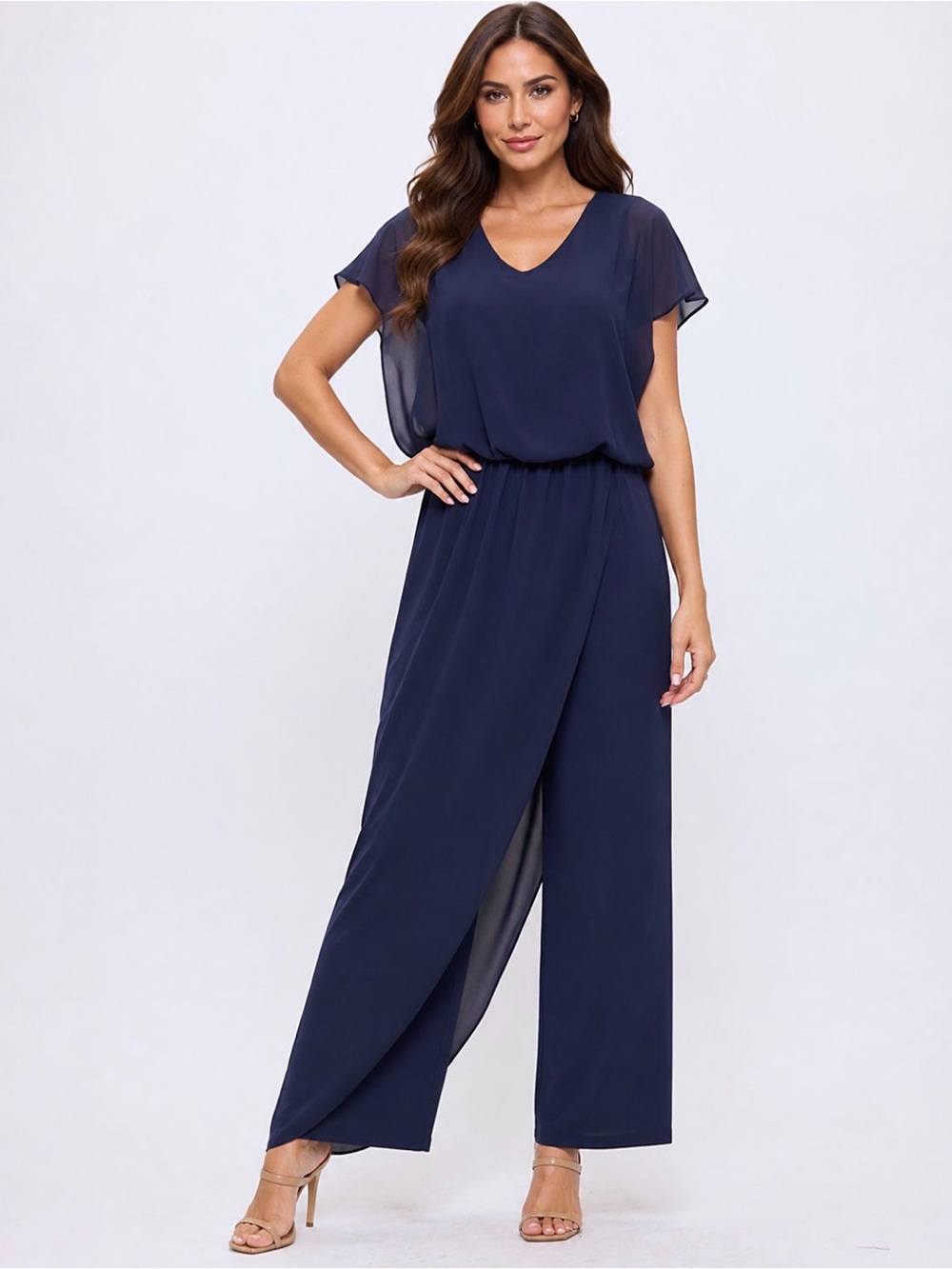 Last Tango Women's Navy Blue V-Neck jumpsuit